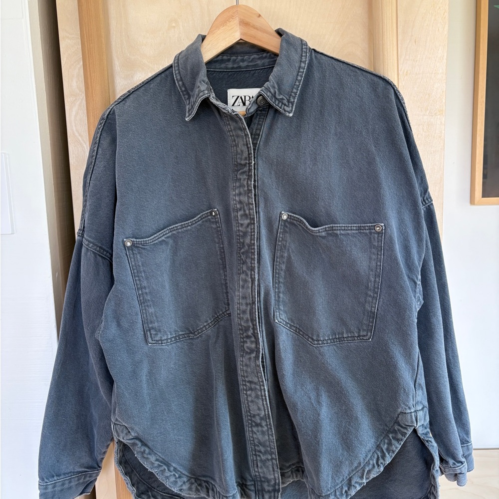 Zara Gray Denim Shacket Size M